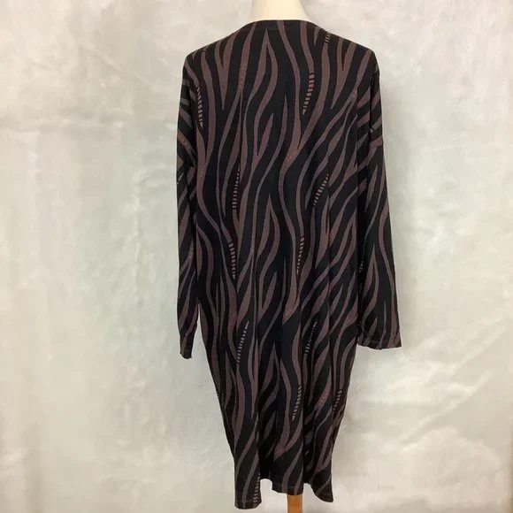 Gudrun Sjoden Brown & Black Wavy Stripe Long Sleeve Dress - Picture 4 of 7